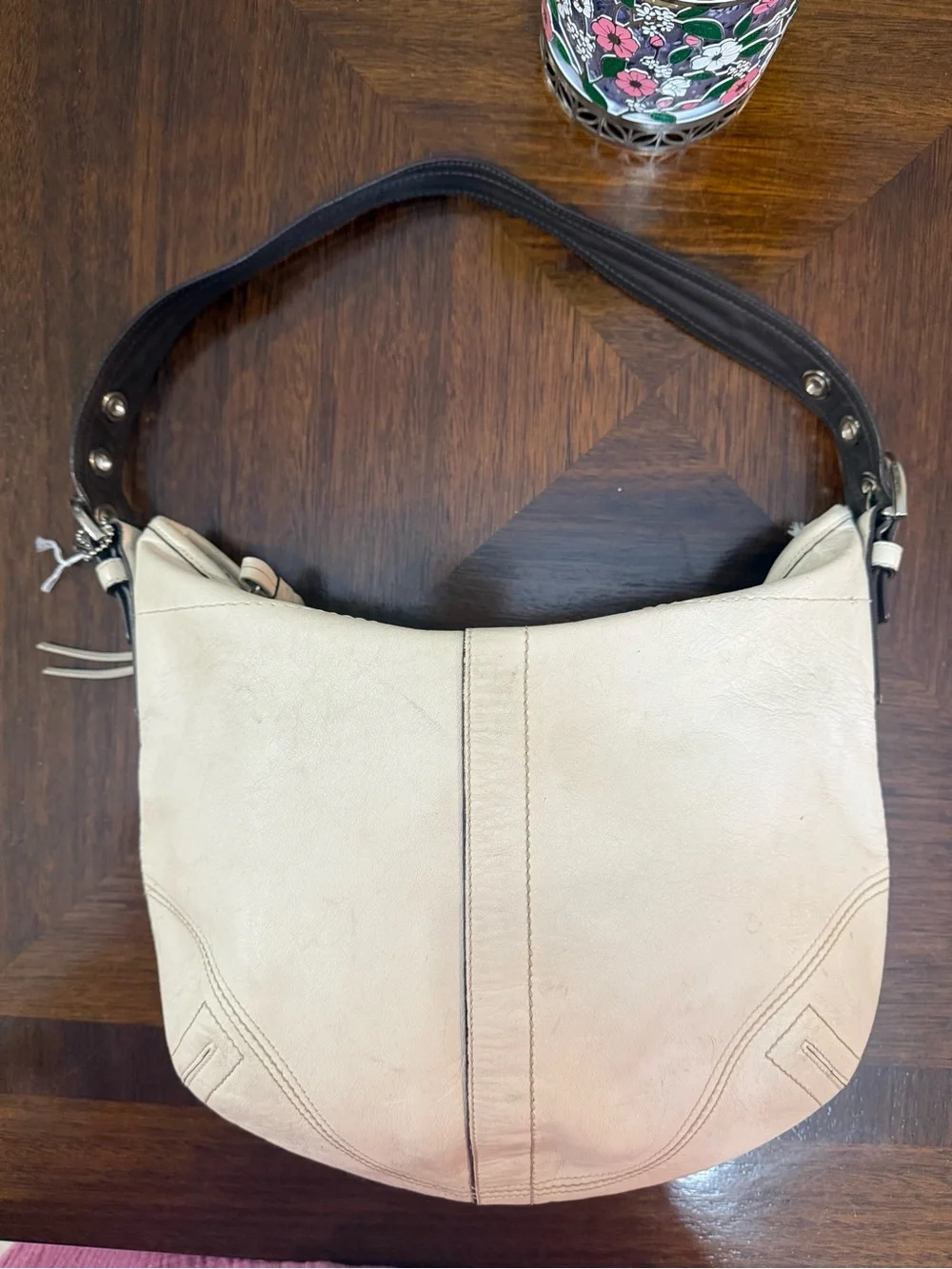 Coach Cream Hobo Bag with Dark Brown Strap